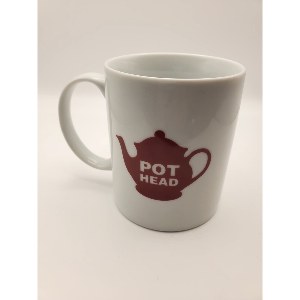 Funny "Pot Head" Teapot Novelty Ceramic Mug - White/Red